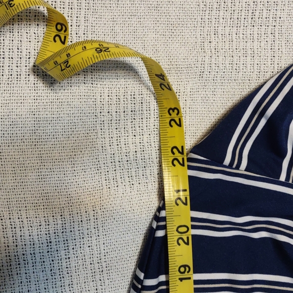 ♥️ New Directions Navy Striped Jumpsuit Romper, Medium - Picture 9 of 13